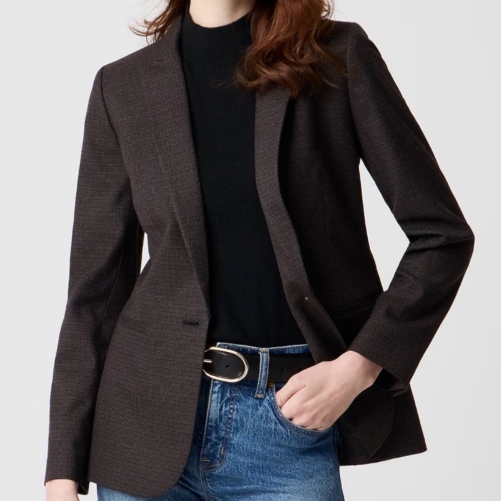 J Crew Factory Women’s Blazer Brown Burgundy Black Classic Plaid Size 22 $228